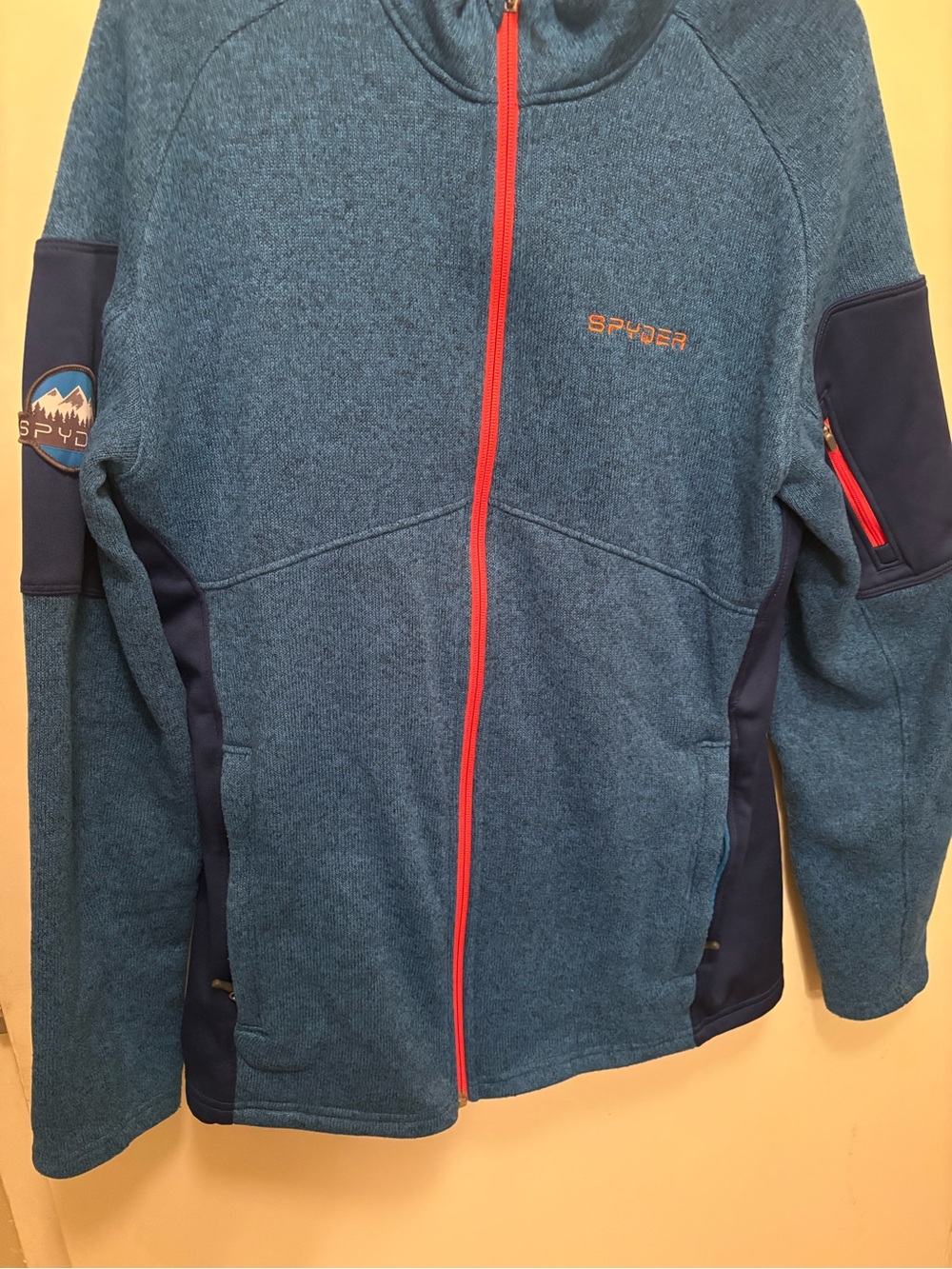 Spyder Men's Teal Blue Performance Jacket with Red Trim